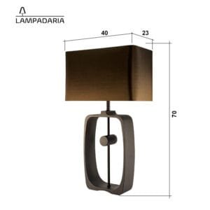 Medidas Abajur Blackeye Retangle 70x40x23cm